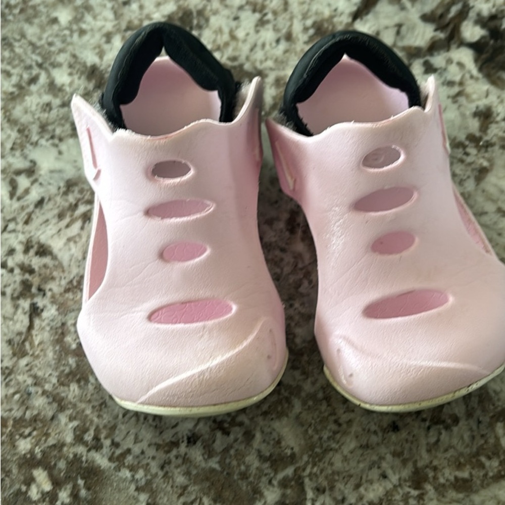 Nike Kids Pink Slip-On Sandals with Black Trim